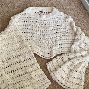 white cropped knit sweater